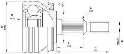 OPEN PARTS cvj558110 -  Шарнирный комплект, приводной вал